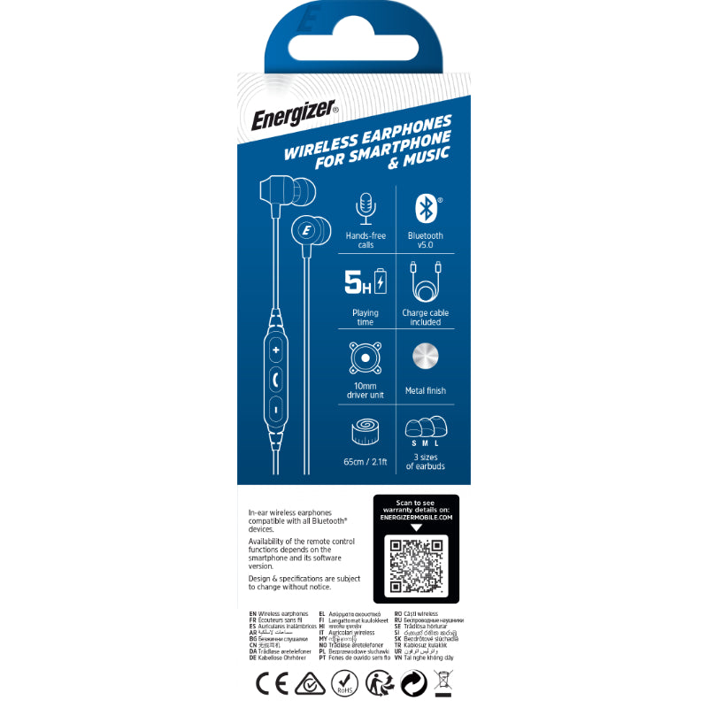 Energizer Ultimate CIBT20 – Kabellose Bluetooth-In-Ear-Kopfhörer V5.0 (Schwarz)