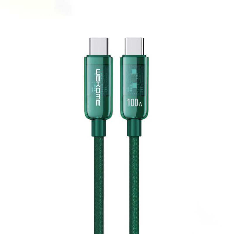 WEKOME WDC-193 Vanguard Series - USB-C naar USB-C Super Fast Charging aansluitkabel 100W 1 m (groen)