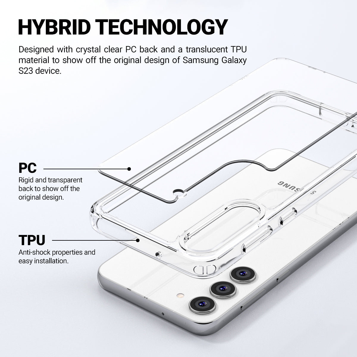 Crong Crystal Shield Cover – Schutzhülle für Samsung Galaxy S23 (Klar)