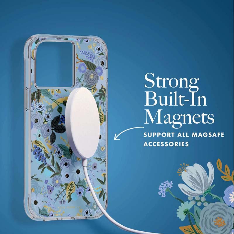 Rifle Paper Clear MagSafe - Case voor iPhone 14 Pro Max (Garden Party Blauw)