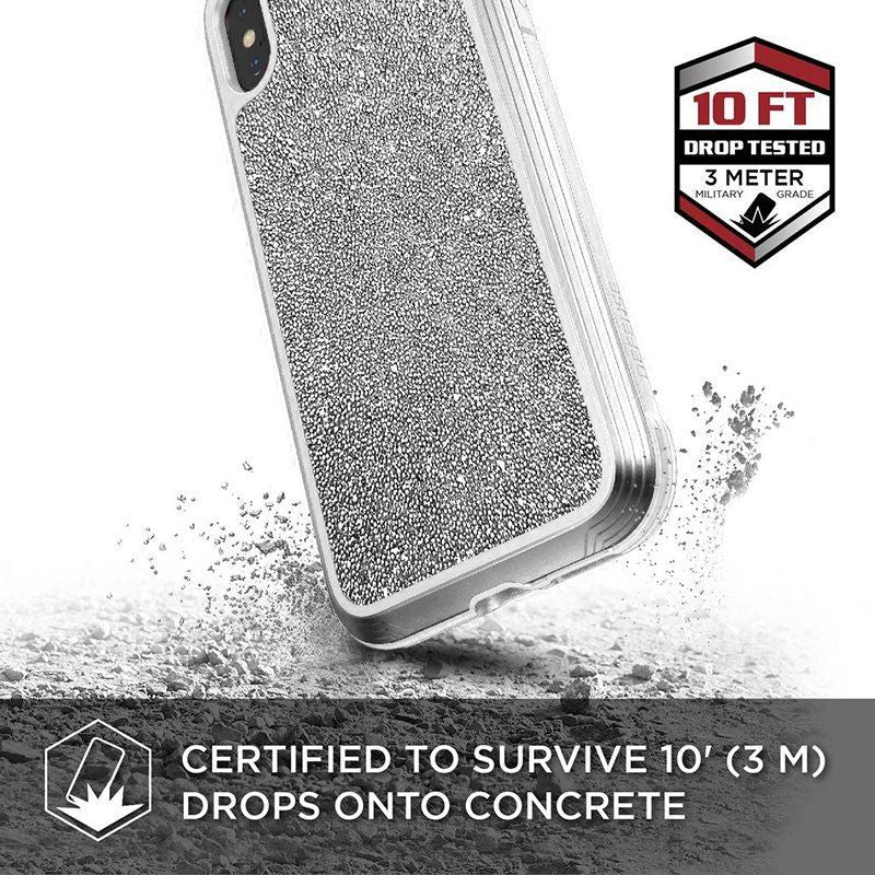 X-Doria Defense Lux - aluminium hoesje voor iPhone Xs Max (valtest 3m) (witte glitter)