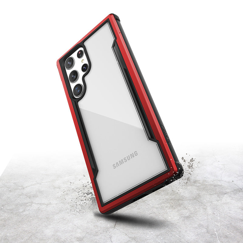 X-Doria Raptic Shield Pro – Hülle für Samsung Galaxy S22 Ultra 5G (antimikrobieller Schutz) (Rot)