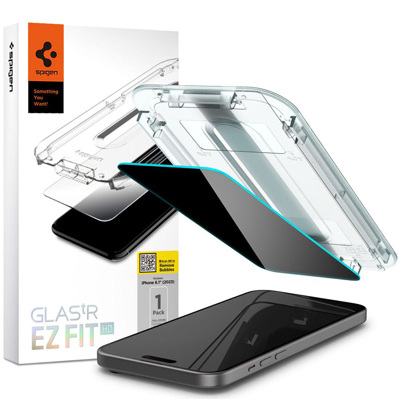 Spigen GLAS.TR EZ FIT Privacy - Gehard glas met privacyfilter voor iPhone 15