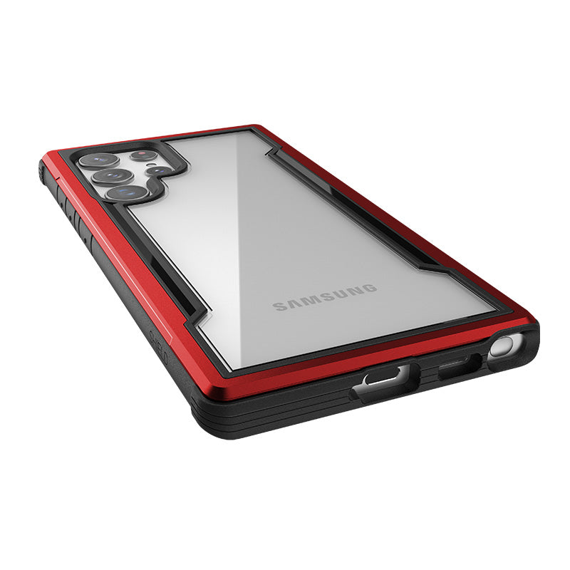 X-Doria Raptic Shield Pro – Hülle für Samsung Galaxy S22 Ultra 5G (antimikrobieller Schutz) (Rot)