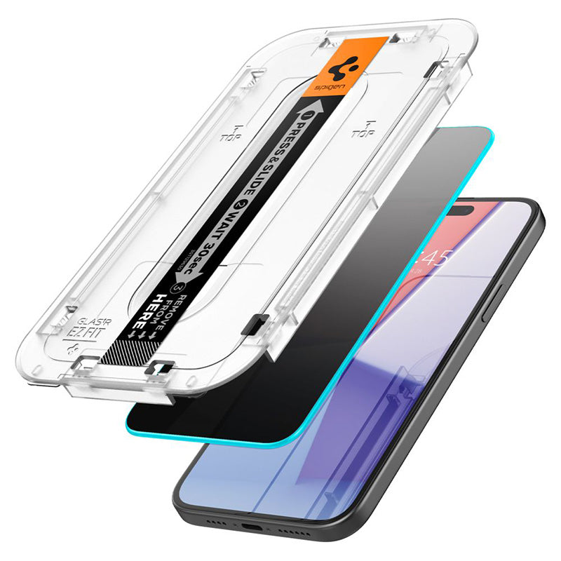 Spigen GLAS.TR EZ FIT Privacy - Gehard glas met privacyfilter voor iPhone 15