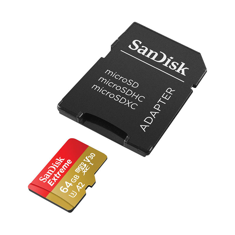 SanDisk Extreme microSDXC - Geheugenkaart 64 GB A2 V30 UHS-I U3 170/80 MB/s met adapter