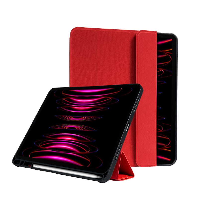 Crong FlexFolio – Hülle für iPad Pro 11" (2022-2021) / iPad Air 10,9" (5.-4. Generation) mit Apple Pencil-Halter (Rot)