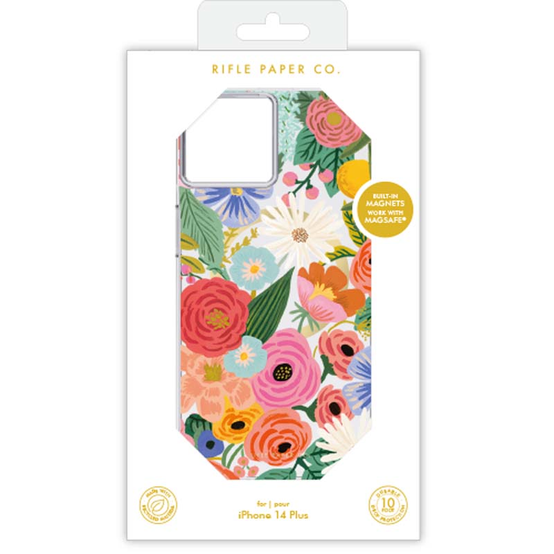 Rifle Paper Clear MagSafe - Hülle für iPhone 14 Plus (Garden Party Blush)