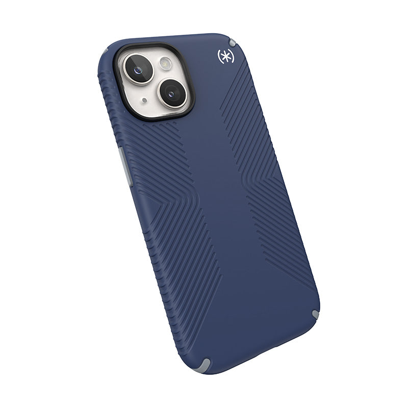 Speck Presidio2 Grip - Case for iPhone 15 / iPhone 14 / iPhone 13 (Coastal Blue / Dustgrey / White)