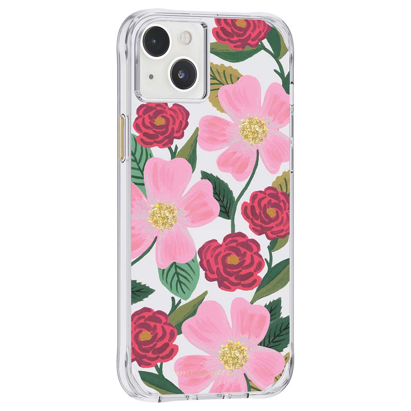 Rifle Paper Clear - Goldverzierte Hülle für iPhone 14 Plus (Rose Garden)