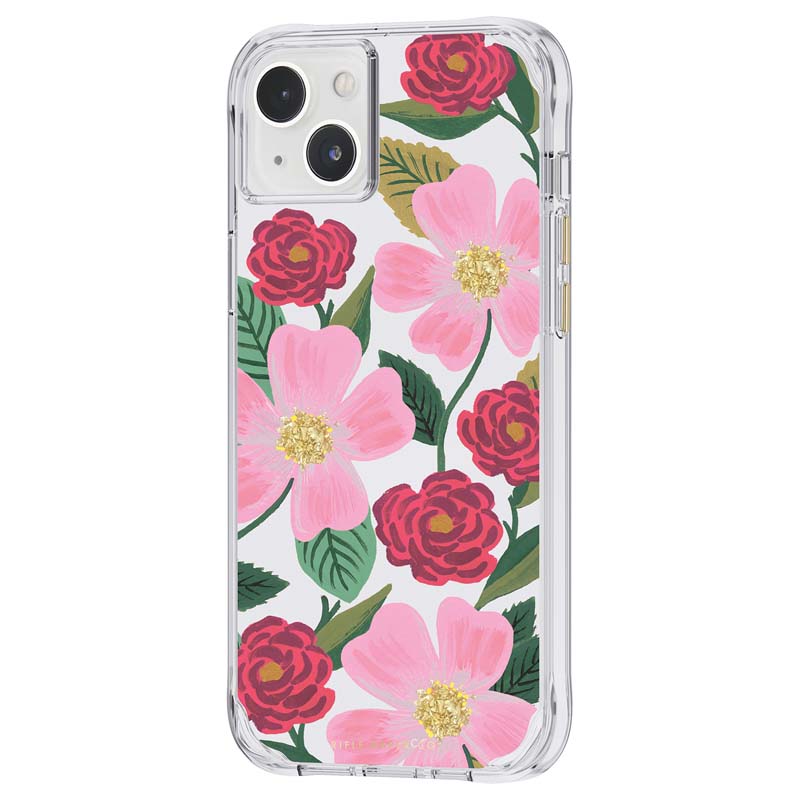 Rifle Paper Clear - Goldverzierte Hülle für iPhone 14 Plus (Rose Garden)