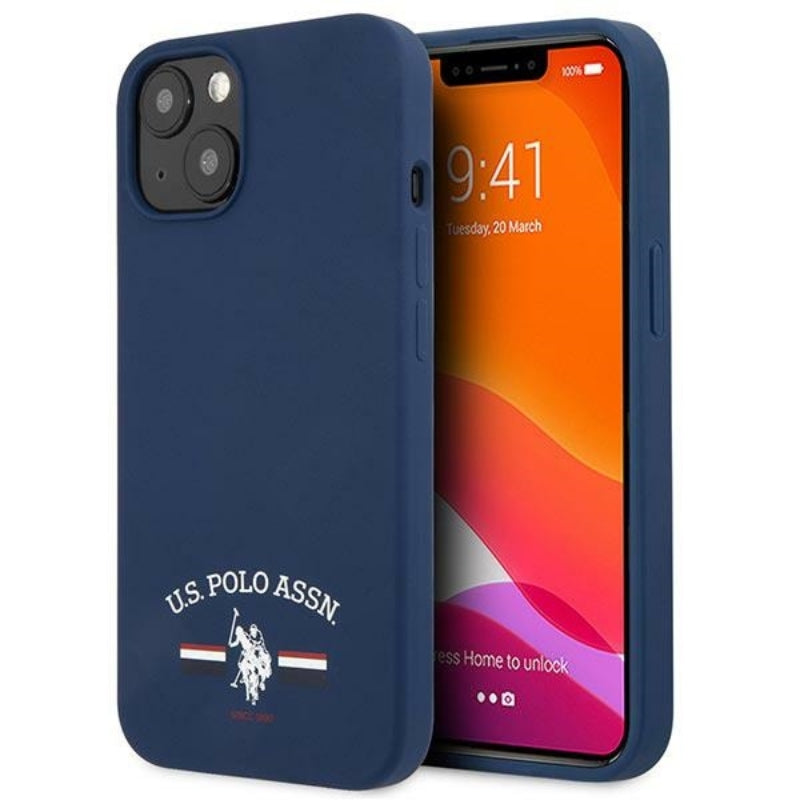 US Polo Assn siliconenlogo - hoesje voor iPhone 13 mini (marineblauw)