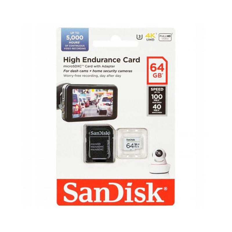 SanDisk High Endurance microSDXC – Speicherkarte 64 GB Klasse 10 UHS-I 100/40 MB/s mit Adapter