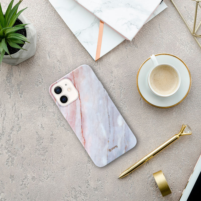 Crong Marble Case - Case for iPhone 12 Mini (Pink)