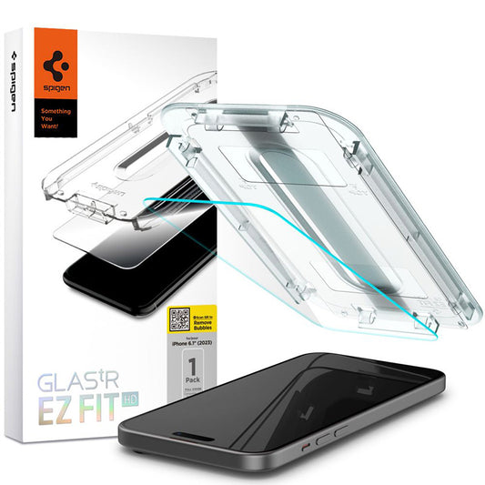 Spigen GLAS.TR EZ FIT - Gehard glas voor iPhone 15