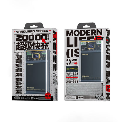 WEKOME WP-321 Vanguard Series – Powerbank 20000 mAh Super Charging PD 20 W + QC 22,5 W (Schwarz/Transparent)