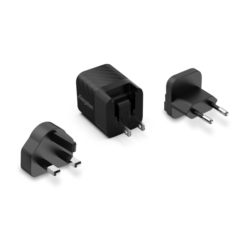 Energizer Ultimate – Multiplug EU/UK/US GaN 20W PD-Netzladegerät (Schwarz)