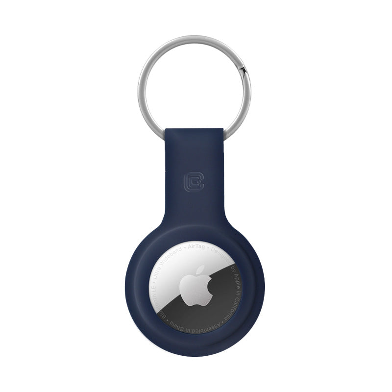 Crong Silicone Case with Key Ring - Protective case for Apple AirTag key ring (Navy Blue)