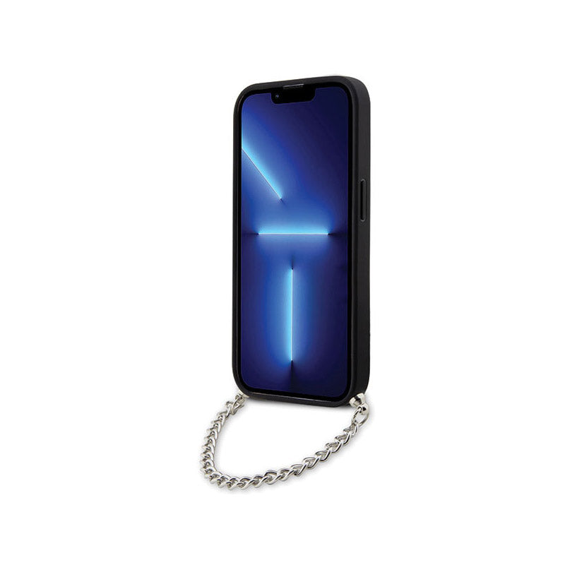 Karl Lagerfeld Saffiano Monogram Chain - hoesje voor iPhone 14 Pro Max (zwart)