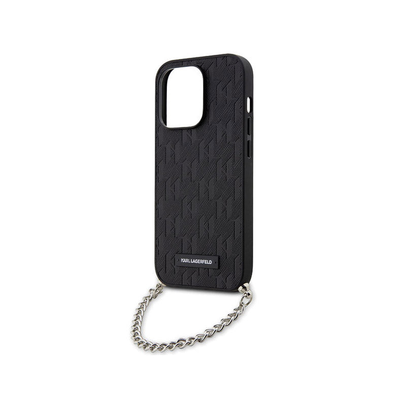 Karl Lagerfeld Saffiano Monogram Chain - hoesje voor iPhone 14 Pro Max (zwart)