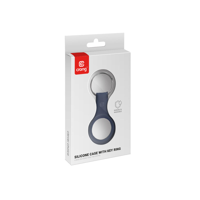 Crong Silicone Case with Key Ring - Protective case for Apple AirTag key ring (Navy Blue)