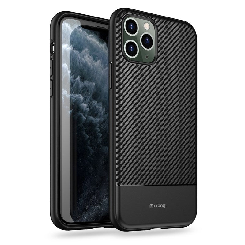 Crong Prestige Carbon Cover - Schutzhülle für iPhone 11 Pro (Schwarz)