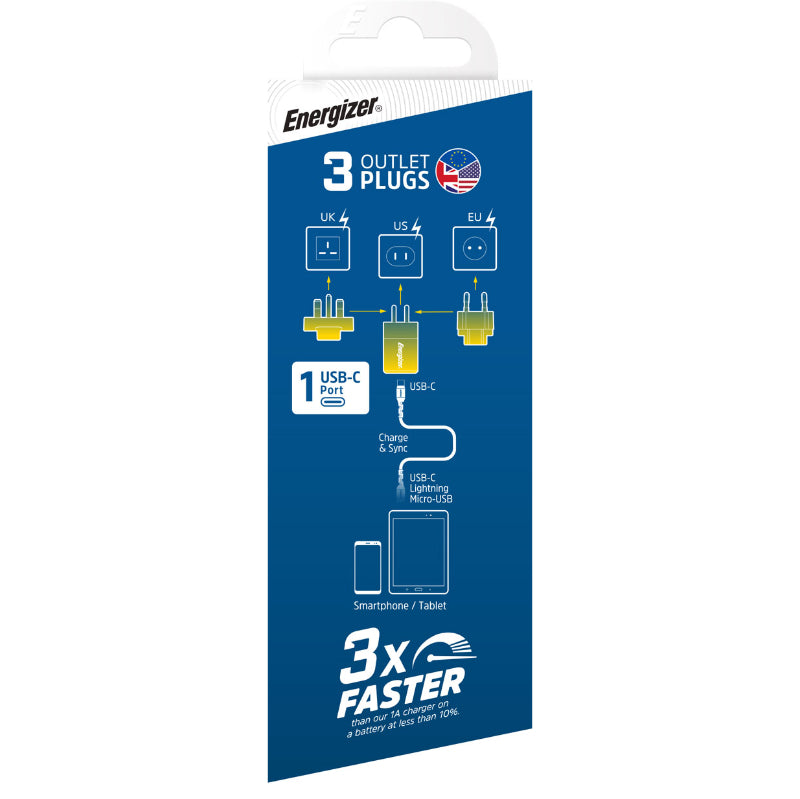 Energizer Ultimate – Multiplug EU/UK/US GaN 20W PD-Netzladegerät (Gold)