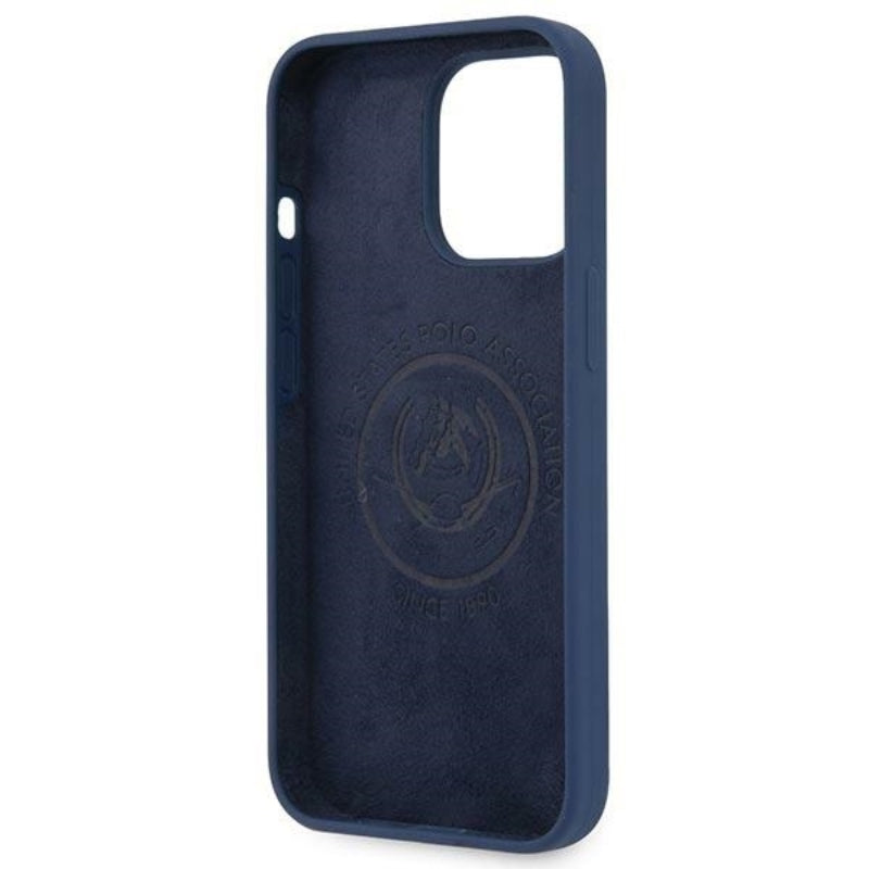 US Polo Assn siliconen logo - hoesje voor iPhone 13 Pro Max (marineblauw)