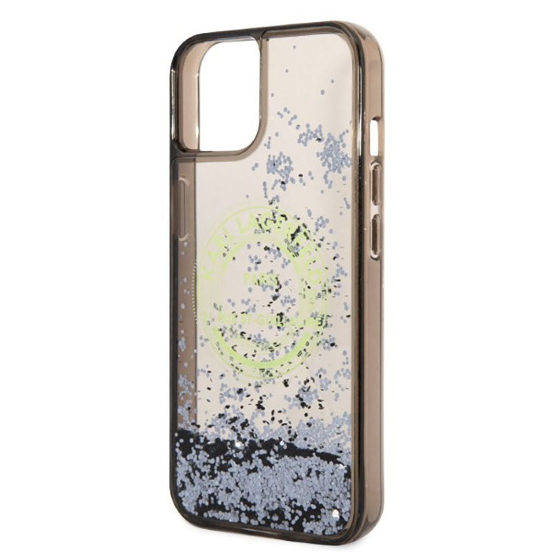 Karl Lagerfeld Liquid Glitter Round RSG-logo-hoesje - hoesje voor iPhone 14 Plus (zwart)