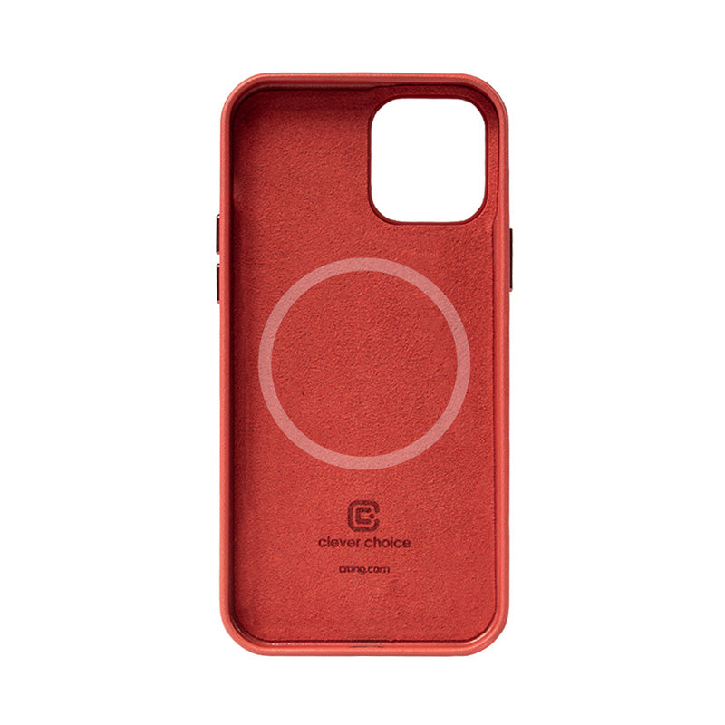 Crong Essential Cover Magnetic - Leather case for iPhone 12 / iPhone 12 Pro MagSafe (Red)