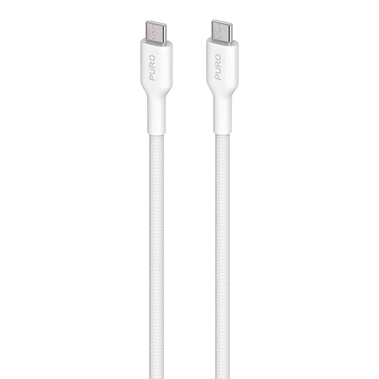 PURO Fabric - Robuuste gevlochten USB-C naar USB-C kabel 1,2 m (wit)