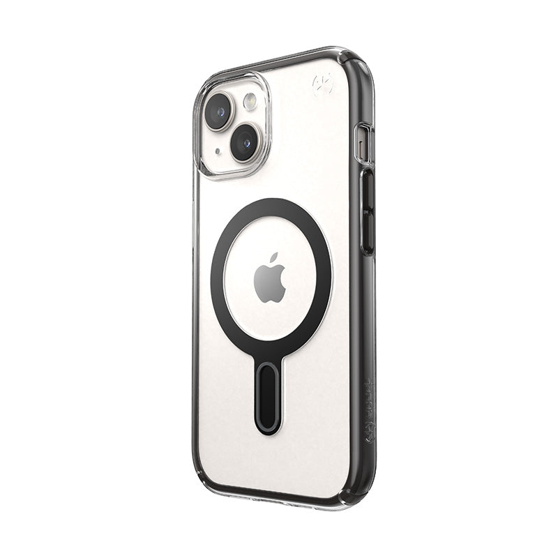 Speck Presidio Perfect-Clear ClickLock & Magsafe - Case for iPhone 15 / iPhone 14 / iPhone 13 (Clear / Frosted Black / Slate Grey)