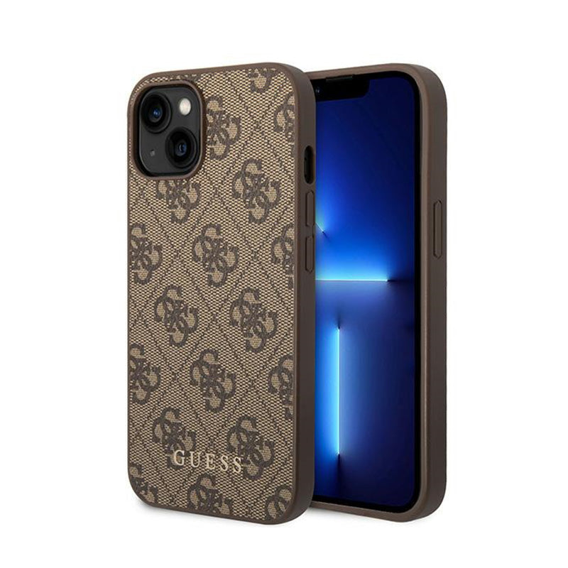 Guess 4G Metal Gold Logo - iPhone 15 Plus hoesje (bruin)