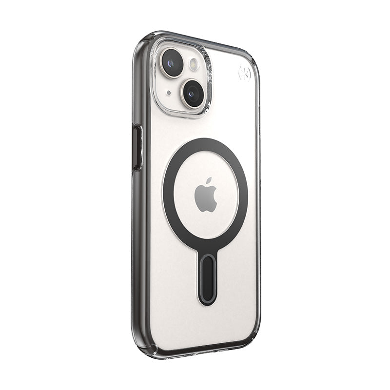 Speck Presidio Perfect-Clear ClickLock & Magsafe - Case for iPhone 15 / iPhone 14 / iPhone 13 (Clear / Frosted Black / Slate Grey)