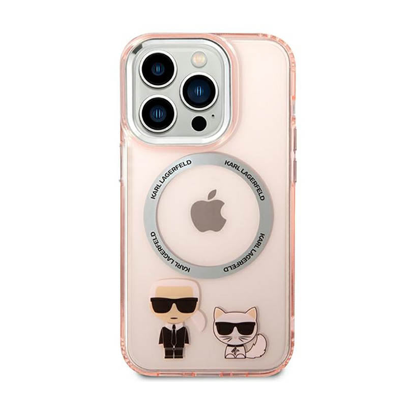 Karl Lagerfeld Karl&amp;Choupette Aluminium MagSafe - hoesje voor iPhone 14 Pro (roze)