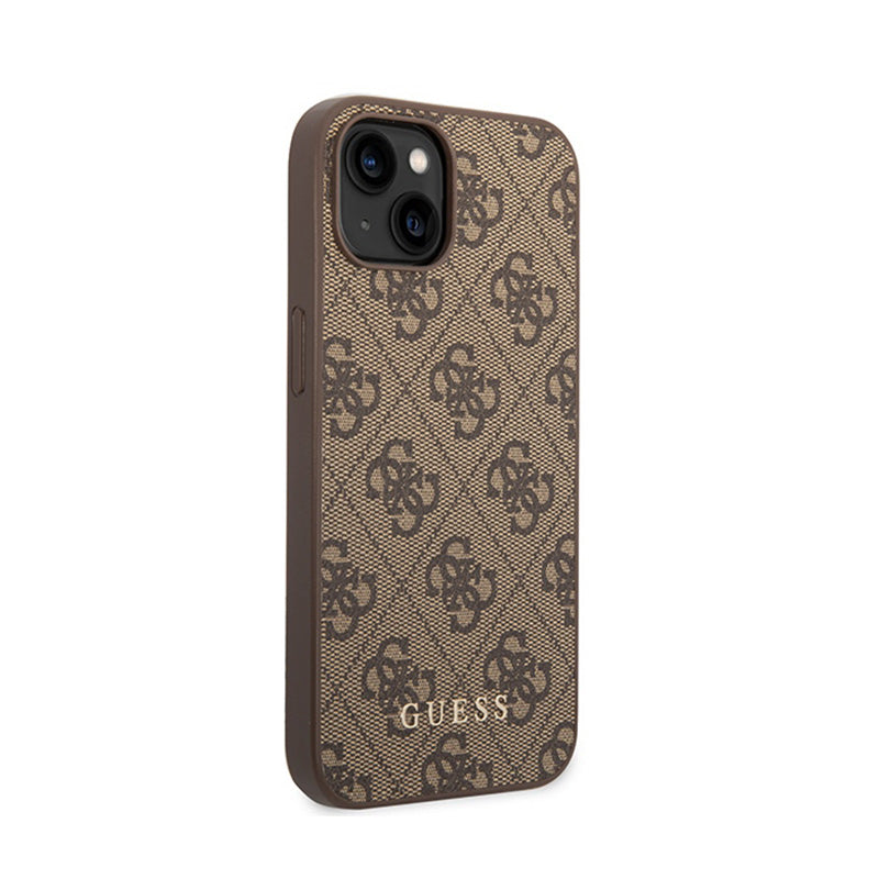 Guess 4G Metal Gold Logo - iPhone 15 Plus hoesje (bruin)