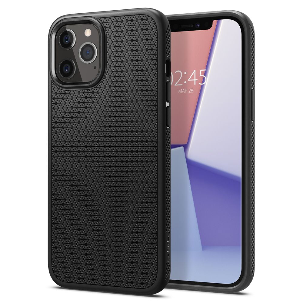 Spigen Liquid Air - hoesje voor iPhone 12 Pro / iPhone 12 (zwart)