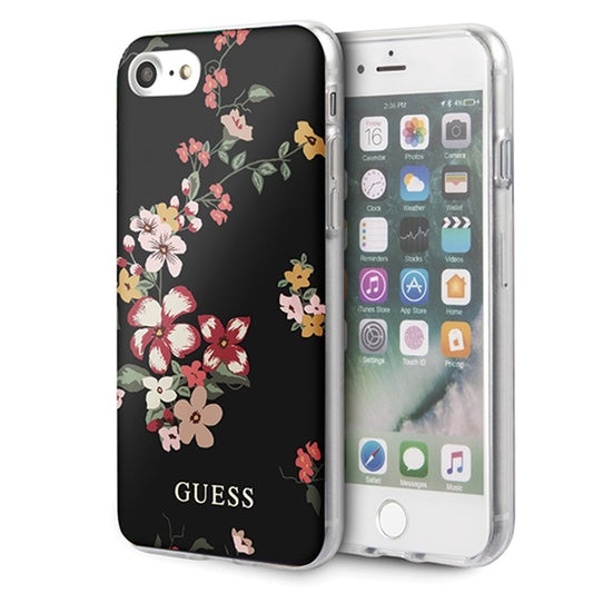 Guess Flower Shiny Collection N4 - Case iPhone SE 2020 / 8 / 7 (Black)