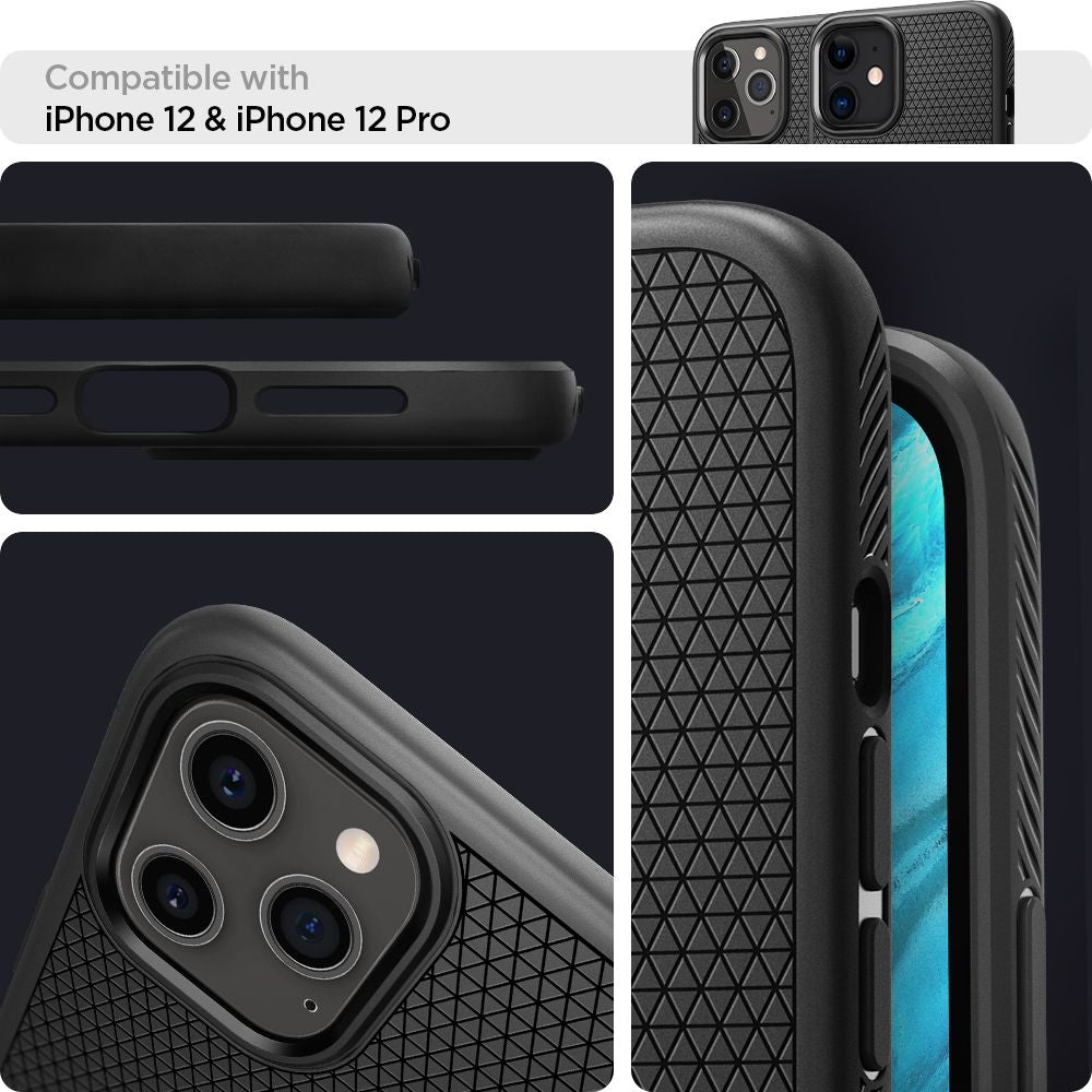 Spigen Liquid Air - hoesje voor iPhone 12 Pro / iPhone 12 (zwart)