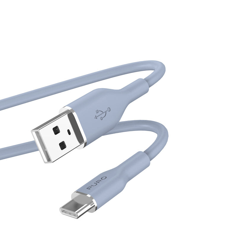 PURO ICON Zachte Kabel - Kabel USB-A naar USB-C 1,5 m (Poederblauw)