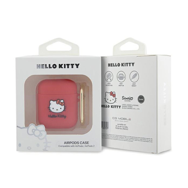 Hello Kitty siliconen 3D Kitty Head - hoesje voor AirPods 1/2 gen (fuchsia)