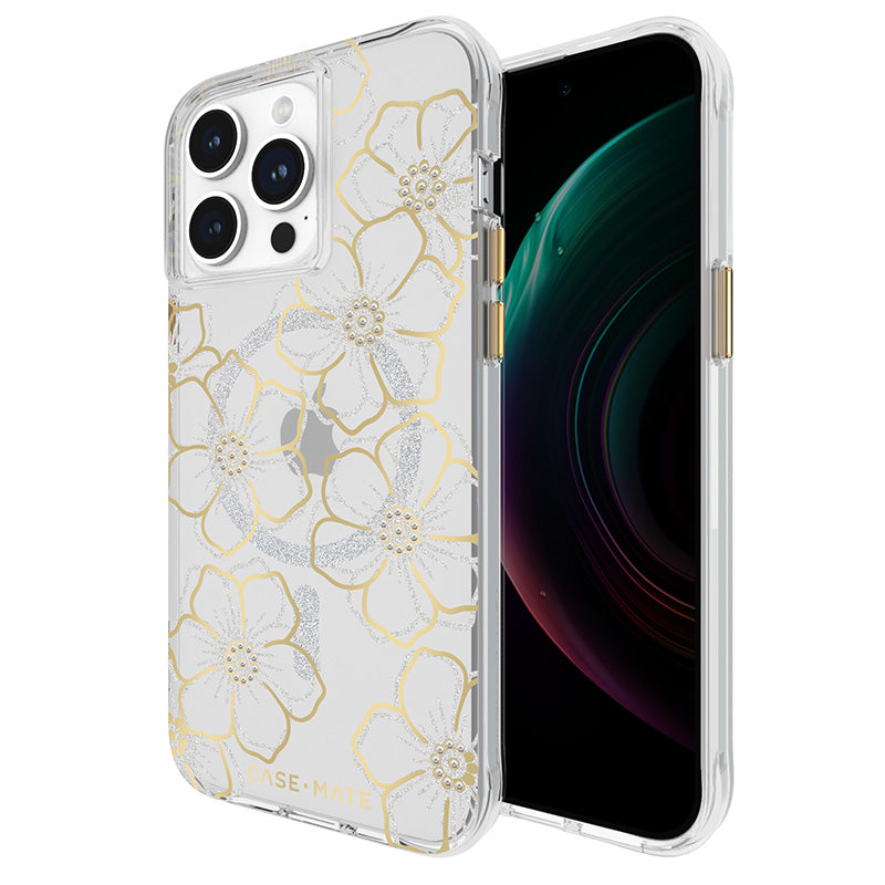 Case-Mate Floral Gems MagSafe - iPhone 15 Pro Max hoesje (goud)