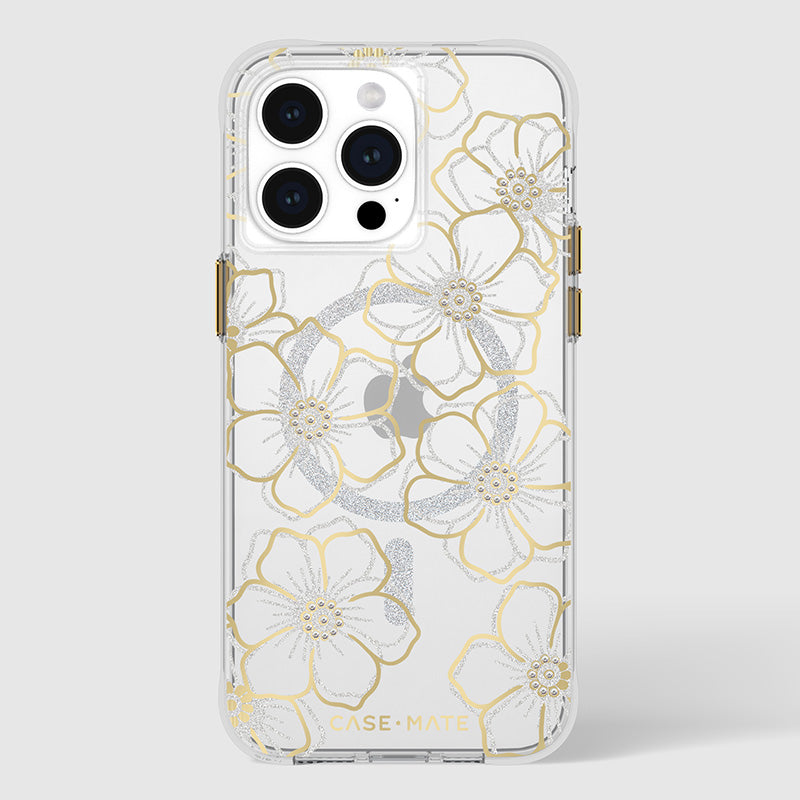 Case-Mate Floral Gems MagSafe - iPhone 15 Pro Max hoesje (goud)