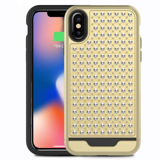 Zizo Star Diamond Hybrid Cover voor iPhone X (goud/zwart)