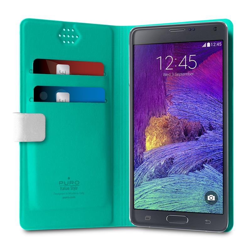 PURO Uniwallet Bi-Color - Universele 360 ​​° draaibare case met kaartsleuven, maat XXL (wit)