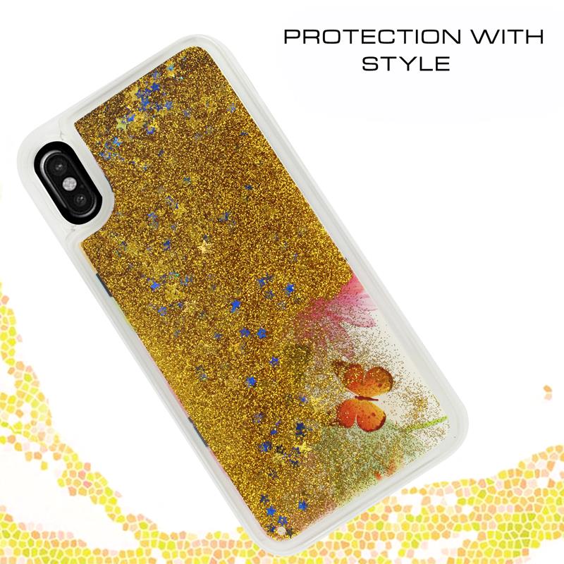 Zizo Liquid Glitter Star Hülle für iPhone X (Schmetterlinge)