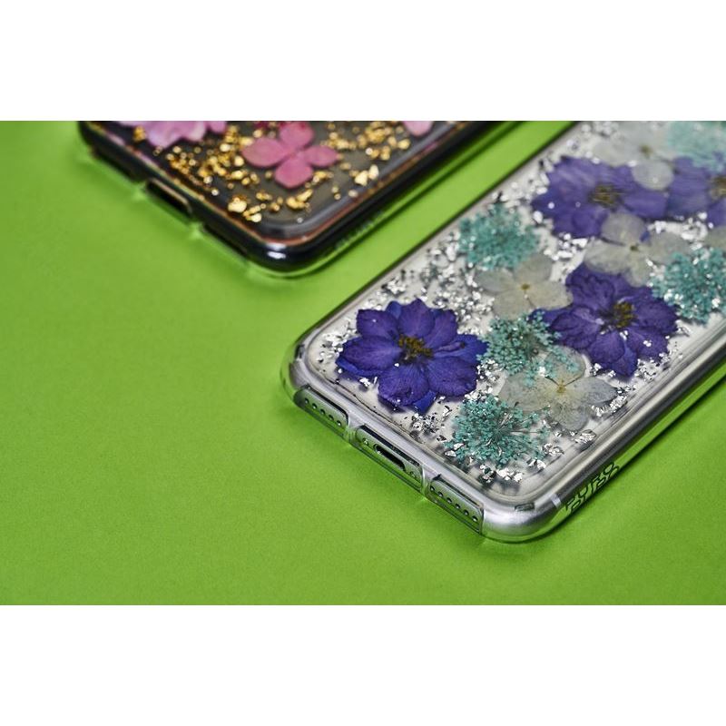 PURO Glam Hippie Chic Cover - Case for iPhone XR (real green flower petals)