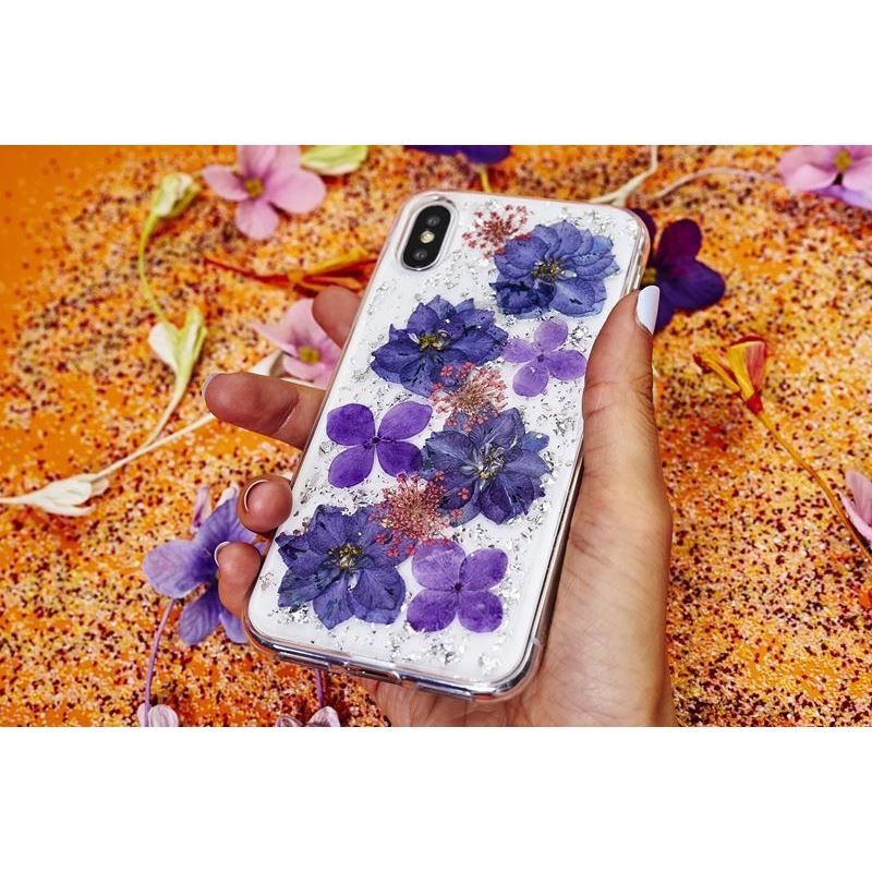 PURO Glam Hippie Chic Cover - Case for iPhone XR (real green flower petals)