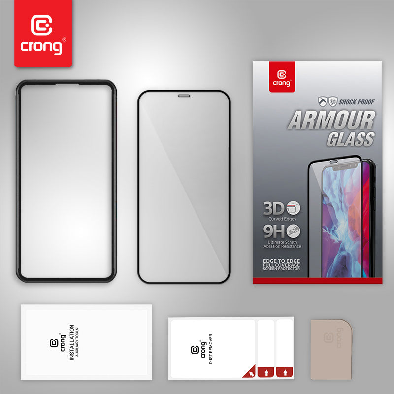 Crong Antibacterieel 3D Armor Glass - 9H gehard glas voor het volledige scherm van de iPhone 12 Mini + installatieframe