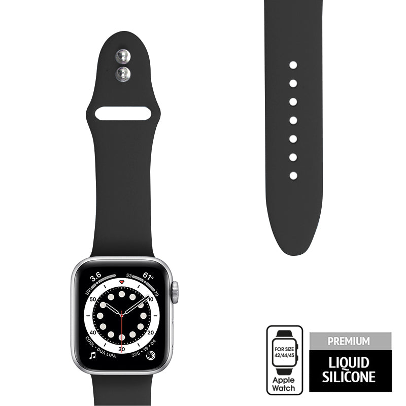 Crong vloeistofband voor Apple Watch 42/44/45/49 mm (zwart)